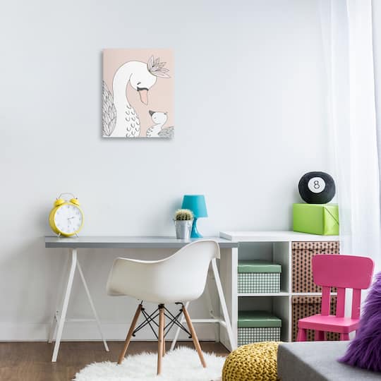 Stupell Industries Mother & Baby Swan Flower Crowns Princess Animals Canvas Wall Art